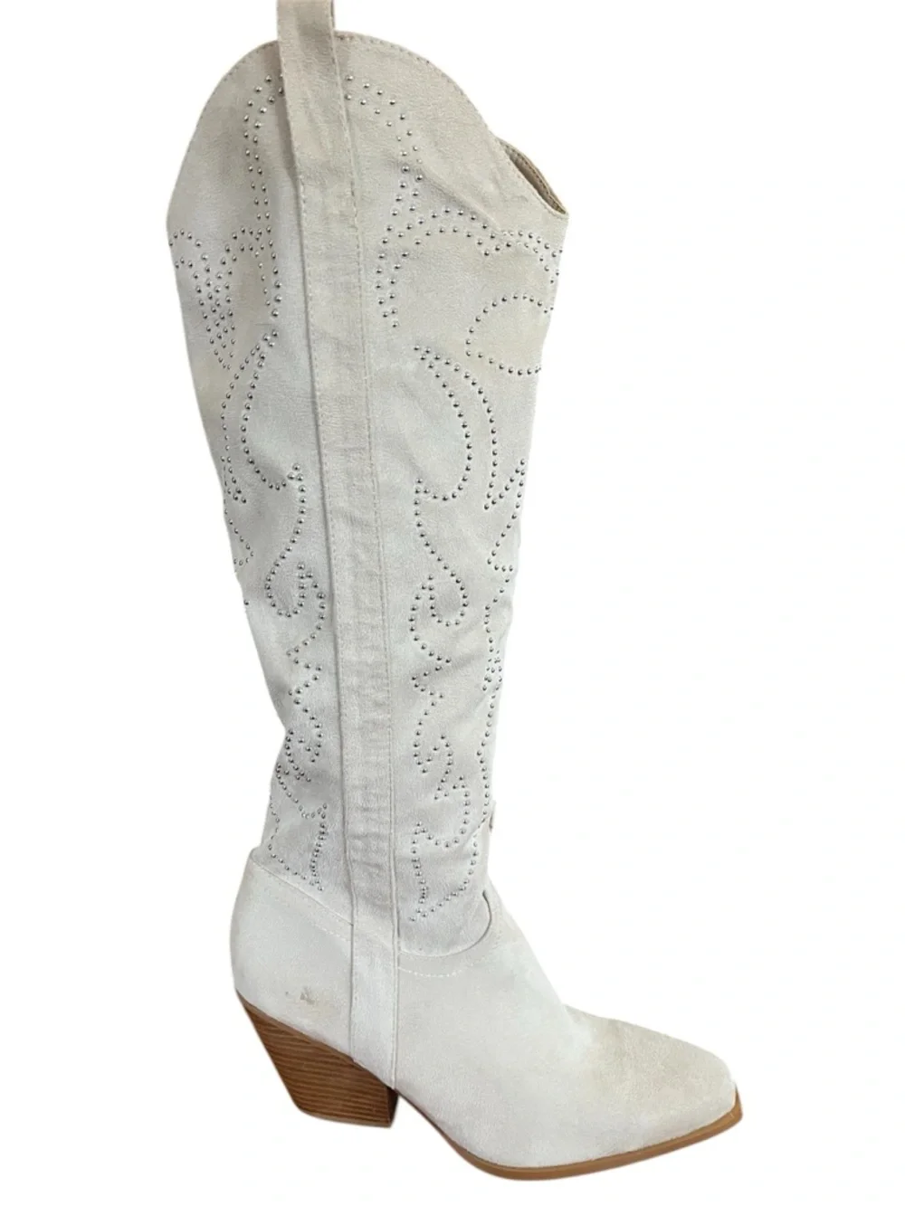 Billini Celara Cream Western Tall Suede Boots with studded detail Size 10